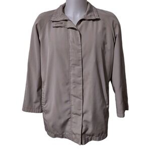 Gallery Jacket Women's Size L  Lined  Windbreaker Rain Coat Full Covered Zip Tan